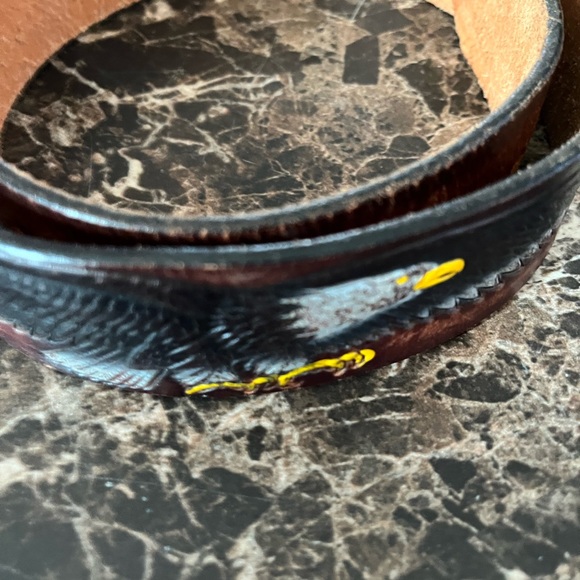 Eagle leather works leather belt with stag belt buckle size 34 - Picture 8 of 11